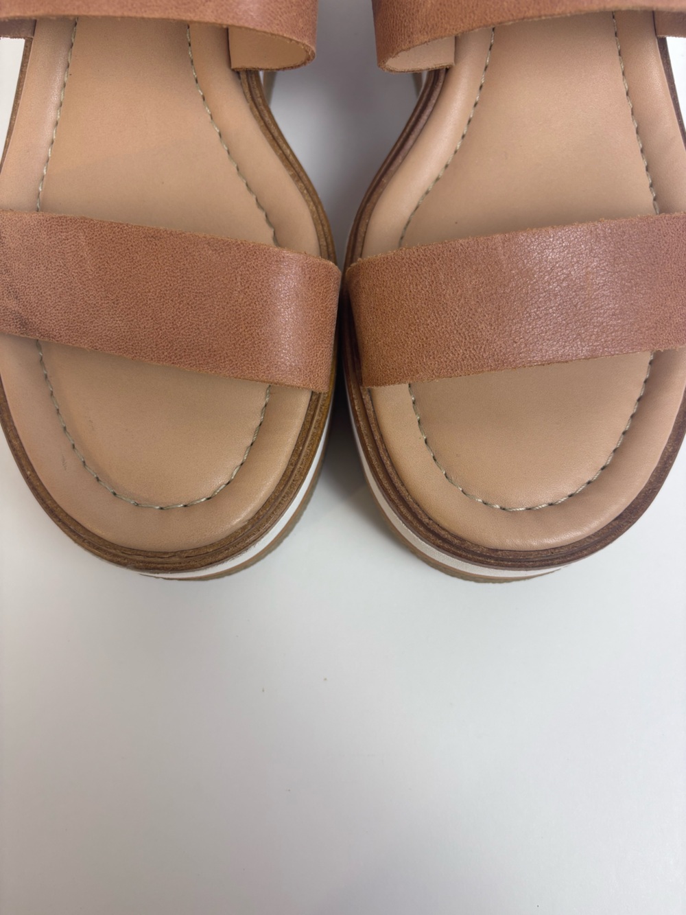 Lucky Brand Leather Platform Slide Sandals Double Strap Wedge Shoes Brown Size 7 - Picture 6 of 16